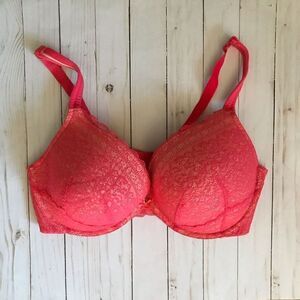 Cacique 42DD underwire Coral Lace push up full coverage bow sexy comfort